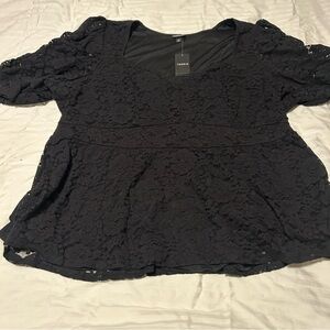 torrid Black Floral Lace Peplum Tunic